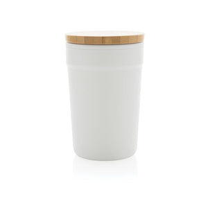 Tazza in rPP GRS con tappo in bambù - personalizzabile con logo