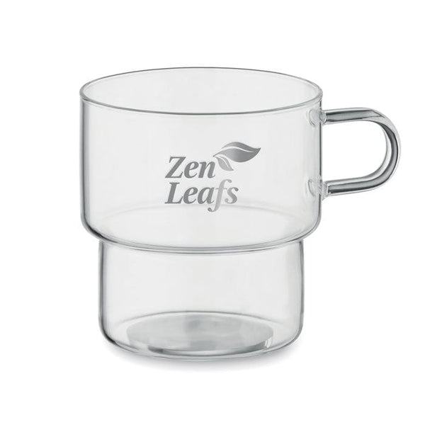 Tazza in vetro borosilicato 300 ml Trasparente - personalizzabile con logo