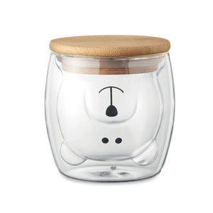 Tazza in vetro borosilicato orso trasparente - personalizzabile con logo