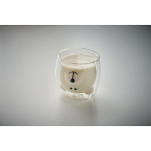 Tazza in vetro borosilicato orso trasparente - personalizzabile con logo