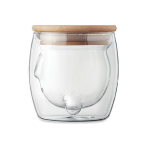 Tazza in vetro borosilicato orso trasparente - personalizzabile con logo