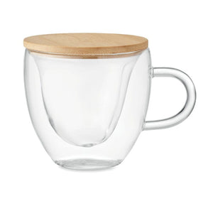 Tazza in vetro borosilicato trasparente - personalizzabile con logo