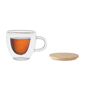 Tazza in vetro borosilicato trasparente - personalizzabile con logo