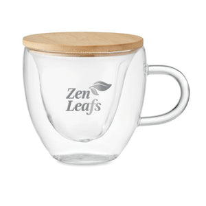 Tazza in vetro borosilicato trasparente - personalizzabile con logo