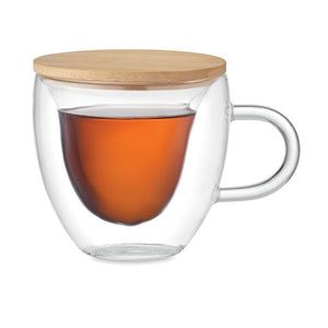 Tazza in vetro borosilicato trasparente - personalizzabile con logo