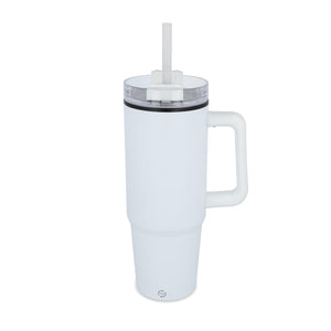 Tazza Miami con manico e cannuccia 800ml Bianco - personalizzabile con logo