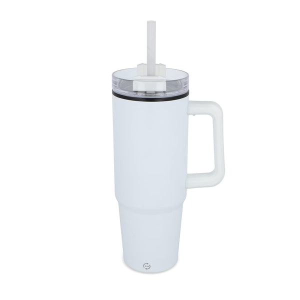 Tazza Miami con manico e cannuccia 800ml Bianco - personalizzabile con logo