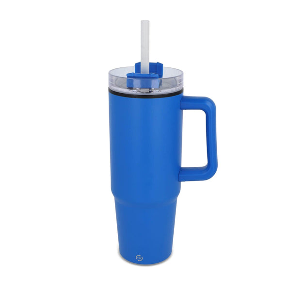 Tazza Miami con manico e cannuccia 800ml Blu - personalizzabile con logo