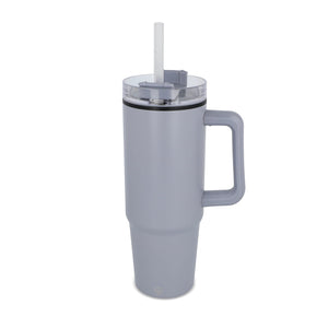 Tazza Miami con manico e cannuccia 800ml Grigio - personalizzabile con logo