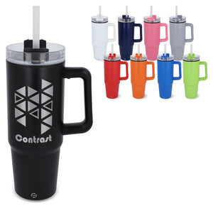 Tazza Miami con manico e cannuccia 800ml - personalizzabile con logo