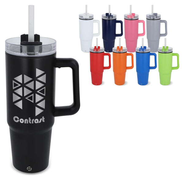 Tazza Miami con manico e cannuccia 800ml - personalizzabile con logo