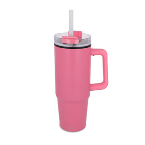 Tazza Miami con manico e cannuccia 800ml Rosa - personalizzabile con logo