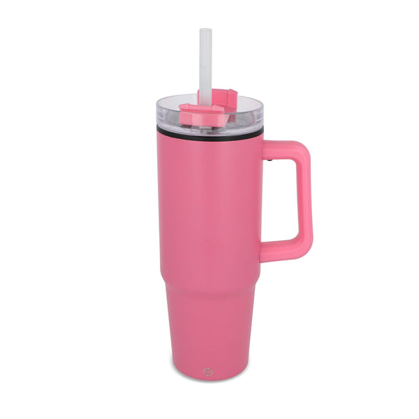 Tazza Miami con manico e cannuccia 800ml Rosa - personalizzabile con logo
