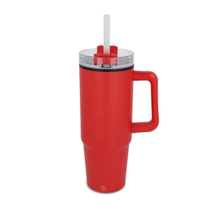 Tazza Miami con manico e cannuccia 800ml Rosso - personalizzabile con logo