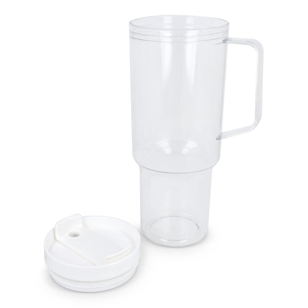 Tazza Miami con manico trasparente 1,2 L R-PET - personalizzabile con logo