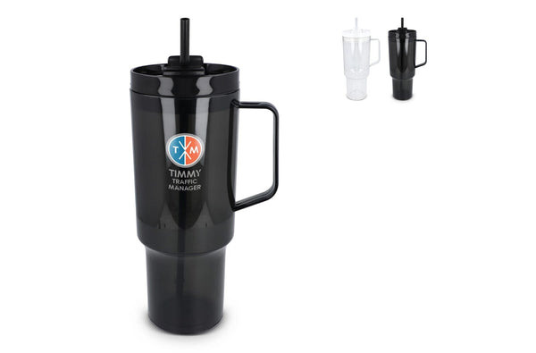 Tazza Miami con manico trasparente 1,2 L R-PET - personalizzabile con logo
