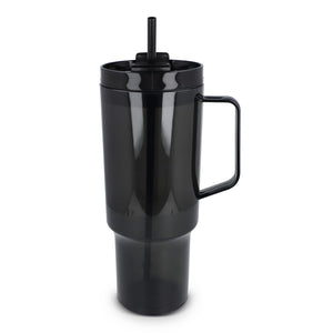 Tazza Miami con manico trasparente 1,2 L R-PET Trasparente / Nero - personalizzabile con logo