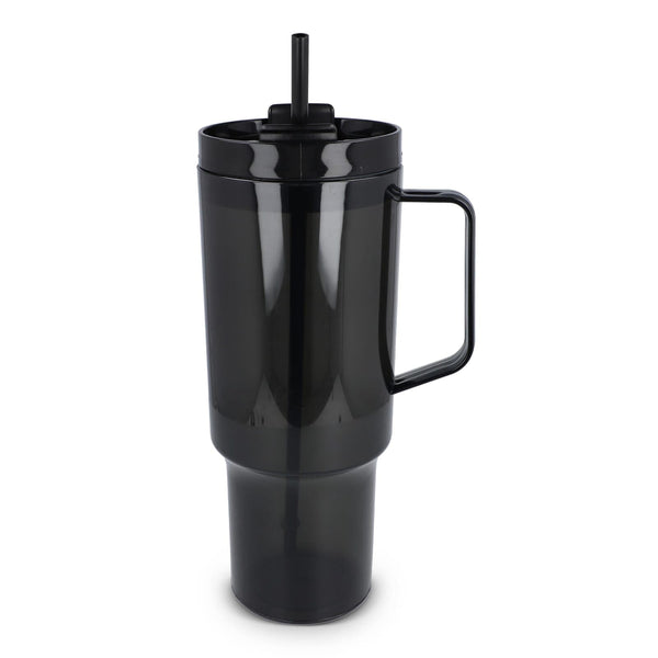 Tazza Miami con manico trasparente 1,2 L R-PET Trasparente / Nero - personalizzabile con logo