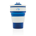 Tazza pieghevole in silicone blu - personalizzabile con logo