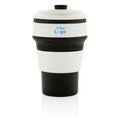 Tazza pieghevole in silicone nero - personalizzabile con logo
