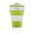 Tazza pieghevole in silicone verde - personalizzabile con logo