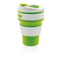 Tazza pieghevole in silicone verde - personalizzabile con logo