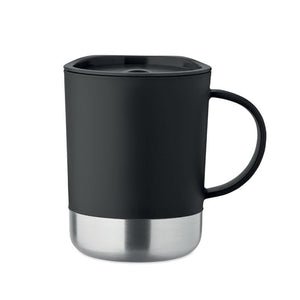 Tazza singolo strato da 300 ml Re-Inox Nero - personalizzabile con logo