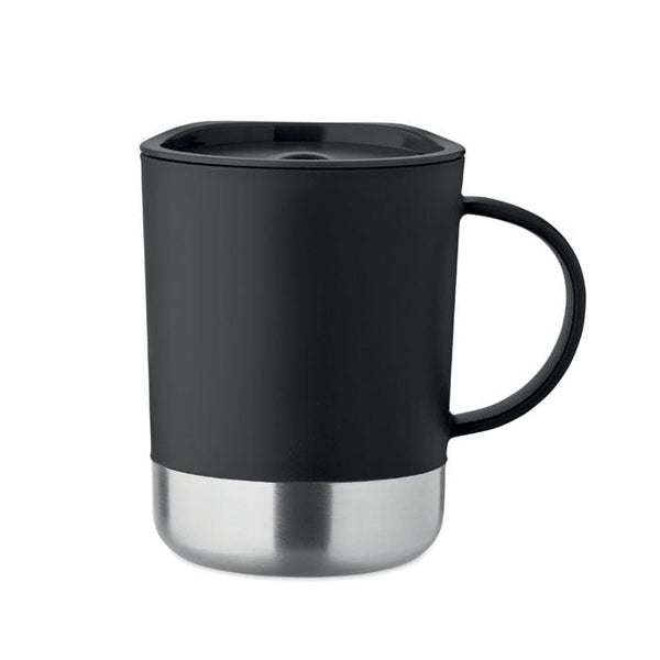 Tazza singolo strato da 300 ml Re-Inox Nero - personalizzabile con logo