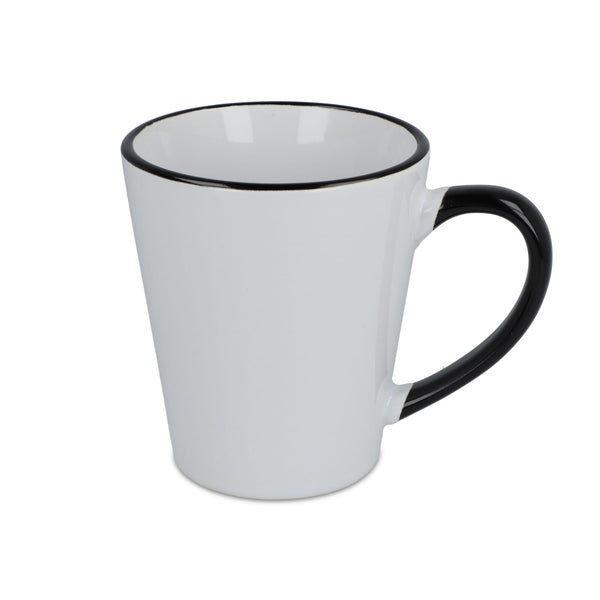 Tazza subli Melbourne con bordo e manico colorati 300ml nero - personalizzabile con logo