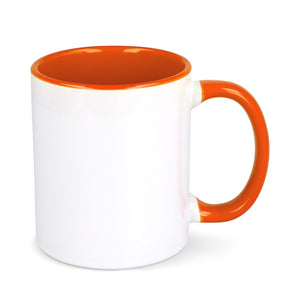 Tazza subli Oslo con interno e manico colorati 300ml arancione - personalizzabile con logo