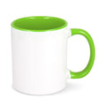 Tazza subli Oslo con interno e manico colorati 300ml verde calce - personalizzabile con logo
