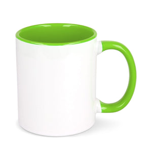 Tazza subli Oslo con interno e manico colorati 300ml verde calce - personalizzabile con logo