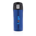 Tazza termica easy lock in acciaio riciclato RCS blu - personalizzabile con logo