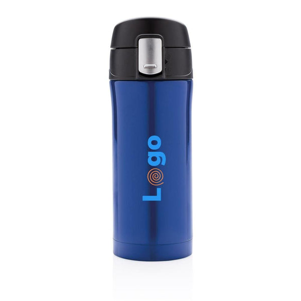 Tazza termica easy lock in acciaio riciclato RCS blu - personalizzabile con logo