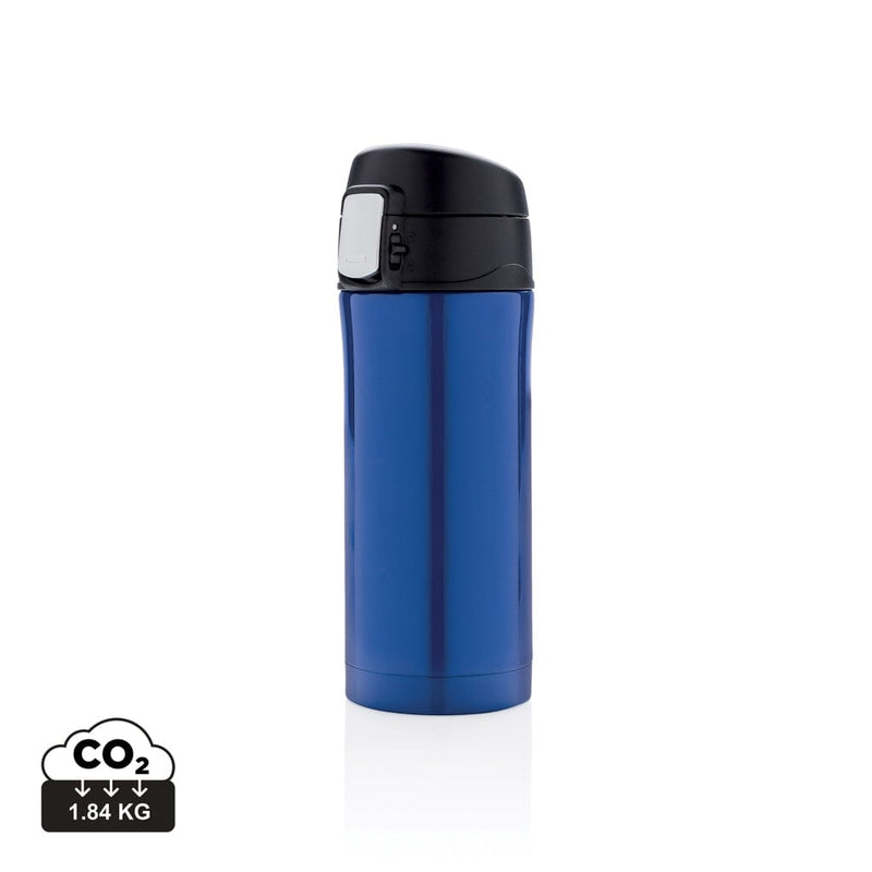 Tazza termica easy lock in acciaio riciclato RCS blu - personalizzabile con logo