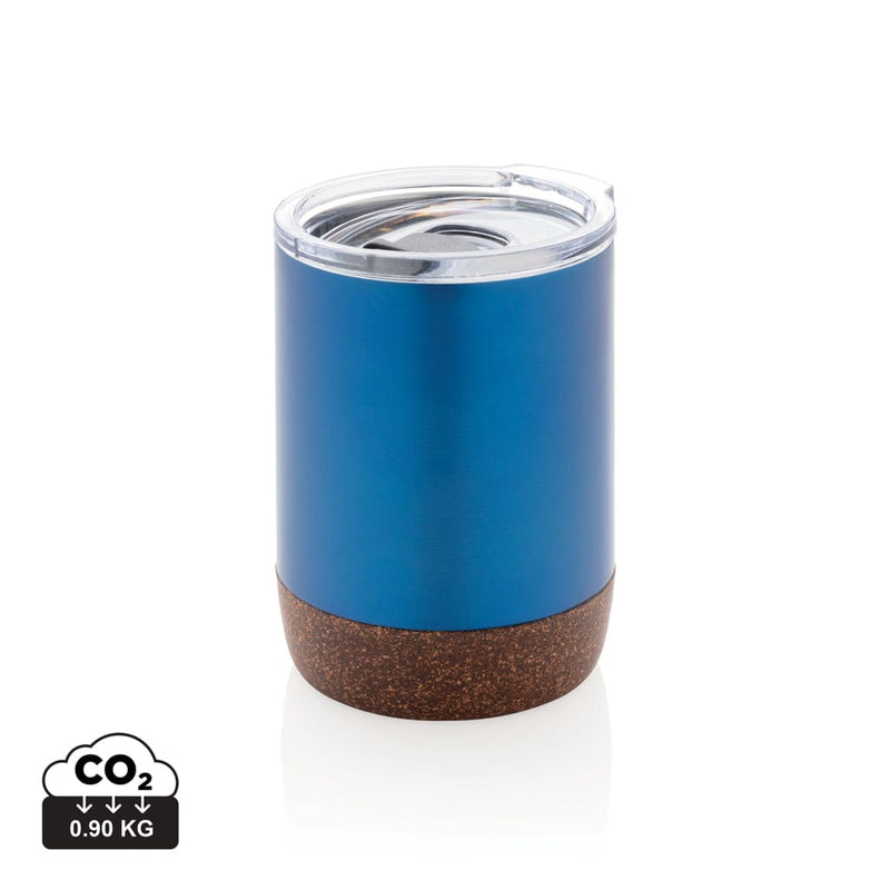 Tazza termica in sughero e acciaio riciclato RCS blu - personalizzabile con logo