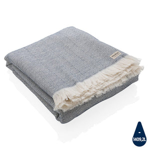 Telo/coperta Ukiyo Hisako AWARE™ 4 Seasons 100x180cm blu navy - personalizzabile con logo