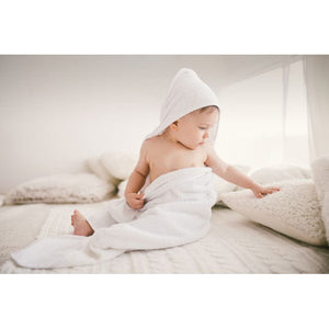 Telo in cotone con cappuccio Bianco - personalizzabile con logo