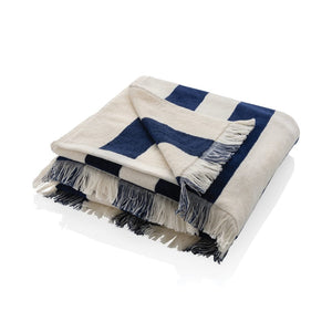 Telo mare Yukari Ukiyo Aware™ 100x180cm blu navy - personalizzabile con logo