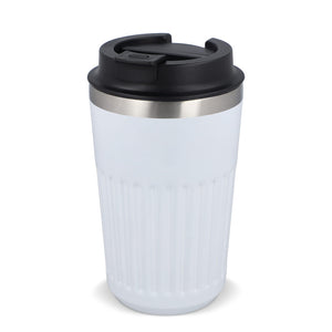 Termo caffè da asporto in acciaio inossidabile riciclato 400 ml Bianco - personalizzabile con logo