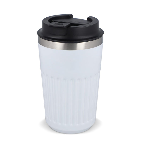 Termo caffè da asporto in acciaio inossidabile riciclato 400 ml Bianco - personalizzabile con logo
