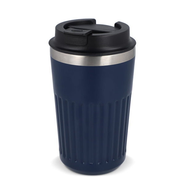 Termo caffè da asporto in acciaio inossidabile riciclato 400 ml blu navy - personalizzabile con logo