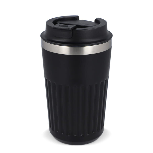 Termo caffè da asporto in acciaio inossidabile riciclato 400 ml Nero - personalizzabile con logo