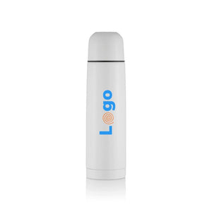 Termos in acciaio inossidabile colorato bianco - personalizzabile con logo