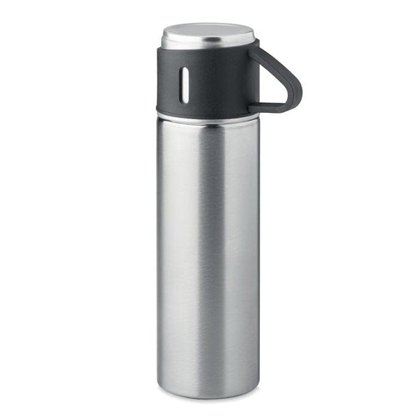 Thermos con tazza doppio strato Argento Opaco - personalizzabile con logo