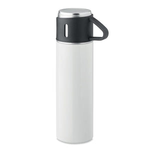 Thermos con tazza doppio strato Bianco - personalizzabile con logo