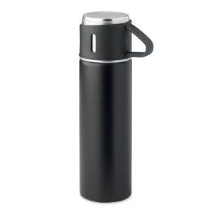 Thermos con tazza doppio strato Nero - personalizzabile con logo