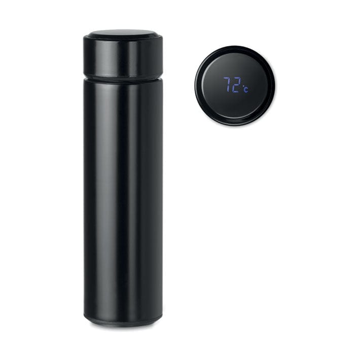 Thermos con termometro touch Nero - personalizzabile con logo