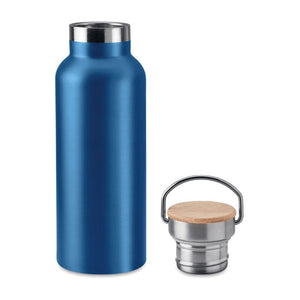 Thermos doppio strato 500 ml con coperchio in bamboo con manico - personalizzabile con logo