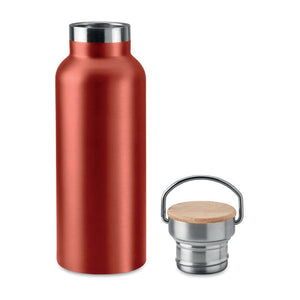 Thermos doppio strato 500 ml con coperchio in bamboo con manico - personalizzabile con logo